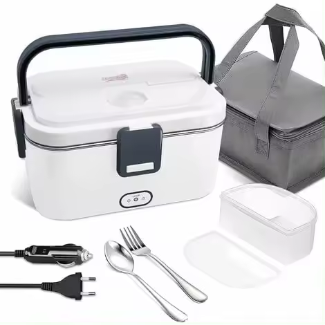 Fiambrera Eléctrica with Refrigeración de 1,8 L, 12 V, 24 V, 220 V, 3 en 1, with Bolsa y Caja de comida extraible de Maple inoxydable para Coche, camión, oficina, Hogar - 1