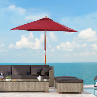 Sombrilla de Brazo articulado Outsunny para balcón, fabricada en Madera de Cedro, con 3 grados de Ajuste, color Burdeos, 200x150x230 cm, ideal para Jardines y Terrazas. - details 0