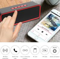 Altavoz Bluetooth portátil, Altavoz inalámbrico Bluetooth 5,0 with Graves Estéreo 3D Hi-Fi, Katería incorporada de 1500 mAh, Tiempo de reproducción 12H (Rojo) - details 3