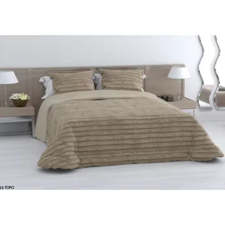 Manta Sherpa borreguito Acolchado Jacquard Sherpa Invierno + Funda cojín 50x70cm para Cama de 90 /135 /150 /180 cm - 1