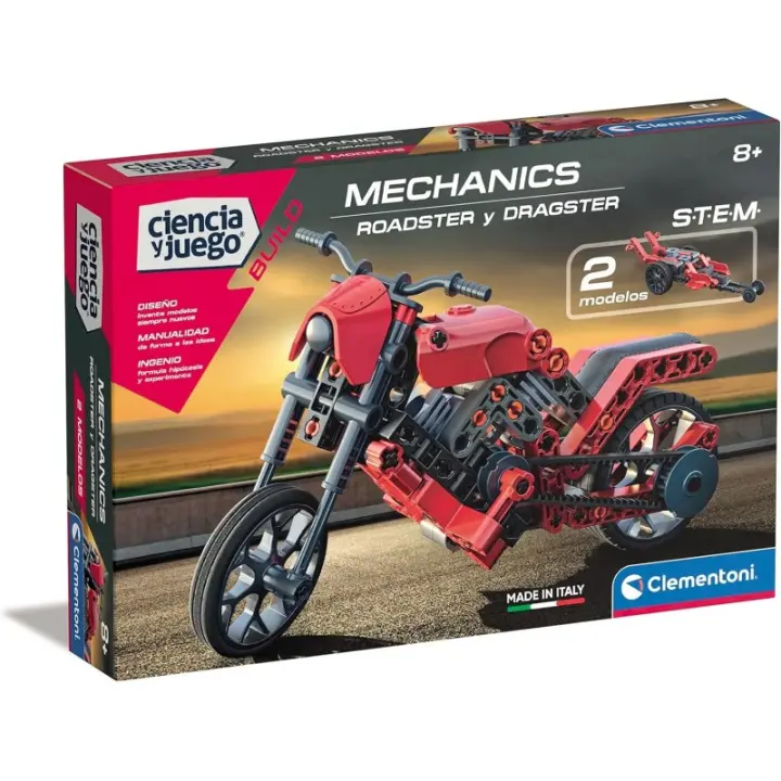 Mechanics contruye tu moto Roadster and Dragster, Juego Educativo de Ciencias Clementoni edad +8 años CLE54904 - 1