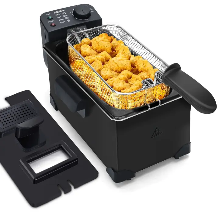AIGOSTAR Freidora de 3 Litros - Tapa con Ventana de Visualización. Recipiente Totalmente Extraíble Para Vaciado de Aceite (2200 W) - 1