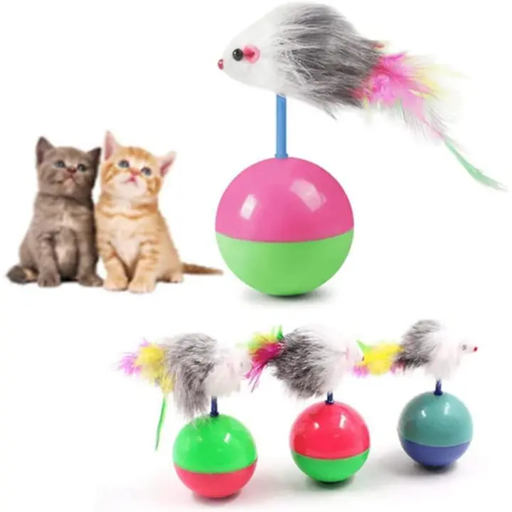 Juguete para gatos, forma de ratón, para deportes de interior, interactivo, para gatos, con forma de pluma, 1 unidad, colores aleatorios - 1