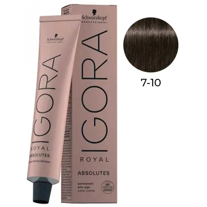 Tinte Igora Royal Absolut / Schwarzkopf - 7.10 Rubio Medio Ceniza Natural - 1