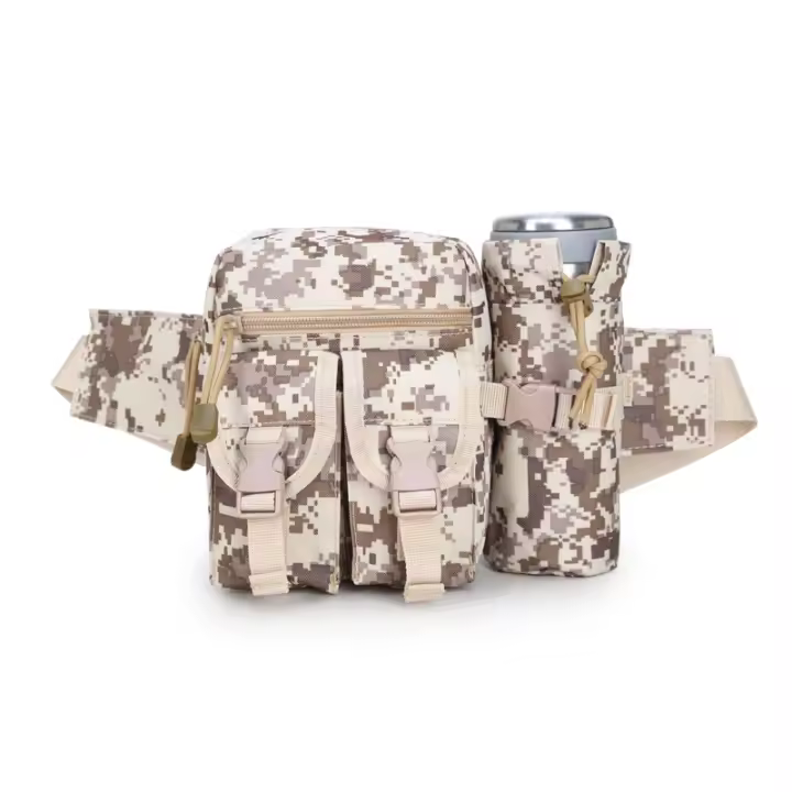 Bolsa táctica para botella de agua, bolsa militar para aficionados al ocio al aire libre, bolsa pequeña deportiva para hombres y mujeres, bolsa de cintura de viaje de camuflaje - 1