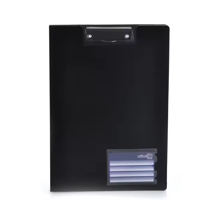 Carpeta de Pinza Basic con Tarjetero Frontal y Solapa Interior - 100% Reciclable -  Práctica Carpeta con Pinza Ideal para Congresos y Presentaciones, Pinza con Protectores de Papel by Office Box - 1