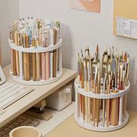 Soporte Giratorio De Pincel 360° - Organizador Blanco Elegante Para Pinceles De Arte Accesorio Espacioso Para Escritorio Con Terminación Glaseada - details 0