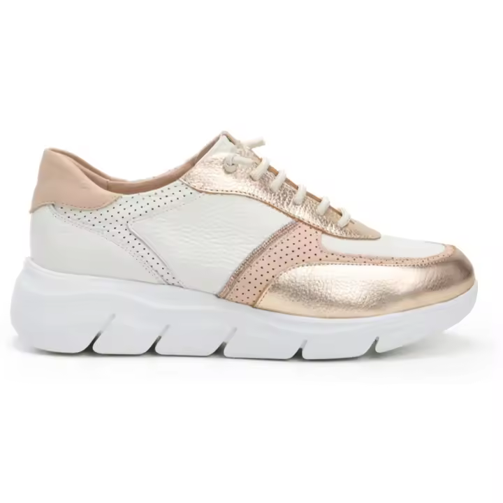 24 horas deportiva de piel confort con cordón para mujer 26462 color crema - 1