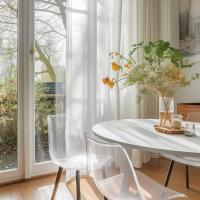 2/4 Panelas Cortinas Blancas/Grises De Tulle Chiffon Modernas Para Decorar Sala De Estar Cocina Dormitorio Translúcidas Sencillas De Poliéster - details 13