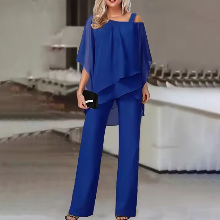 TK Nuevo Conjunto De Moda Para Mujer Con Manga De Murciélago Y Pantalones Anchos Elegantes Y Casual Dos Piezas Para Fiestas - 1