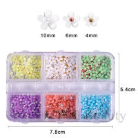 6 Grillas De 3D Flores Blancas Acrílicas Con Cuentas De Acero Para Diseño De Uñas Accesorio De Joyería DIY SASZCT-150 - details 3
