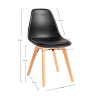 ORION91 Silla DIONE Asiento Piel Sintética Acolchado Color Negro Patas Madera de Haya 46x39x82cm Comedor Oficina Salón Teletrabajo Cocina – SpazioLuzio - details 0