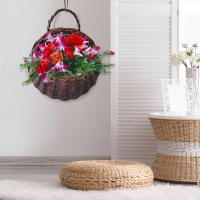 Cesta De Rotura Colgante Para Pared Hecha a Mano Con Vaso De Rattan Decoración De Jardín Y Balcón De Casa Maceta De Flores De Hilo Tejido - details 5