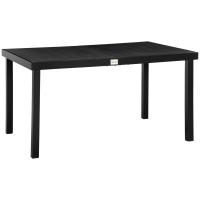 Outsunny Mesa de Jardín Rectangular para 6 Personas Mesa de Comedor Exterior 140x90x74 cm con Encimera de Listones y Estructura de Aluminio para Terraza Balcón Negro - details 0