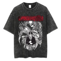 Camiseta Vintage Washed Chainsaw Man Anime Para Hombres Harajuku Oversize Tee Algodón Moda Streetwear Unisex Tops Ajustable - details 4