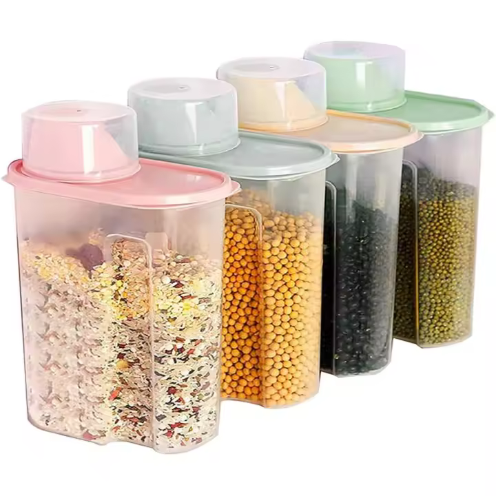 4 cajas medora para almacenamiento de Productos Alimenticio, recipientes para Cereales, recipientes para almacenamiento de SECOS, recipientes para almacenamiento de Cocina with Pio vertedor y receptores para Cereales. - 1