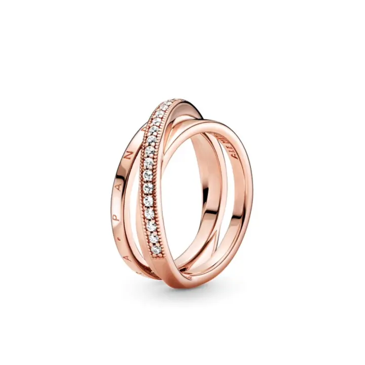 PANDORA Anillo Hengyao Sansheng de oro rosa con diseño entrelazado, regalo de San Valentín para novia - 1