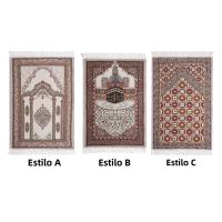 Carpetas De Oración Musulmana Rectangulares Con Borlas Espesas Diseño Tradicional Para Viajes Temples Y Habitaciones De Oración Para Mujeres Y Hombres - details 0
