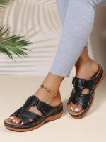 Sandalias De Tobillera Para Mujer 2023 Con Suela Antideslizante Y Plantilla Ortopédica Cremallera Superior De Cuero Genuino Estilo Retro Casual - details 2