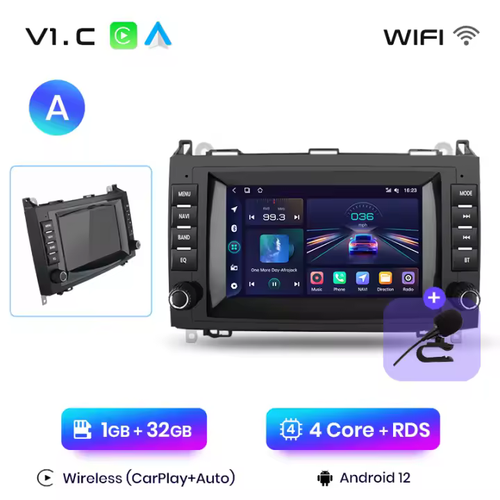 Junsun-Radio Multimedia con GPS para coche, autorradio 2Din con Android, Carplay, para Mercedes Benz B200 clase Sprinter W906 Viano Vito W639 - 1