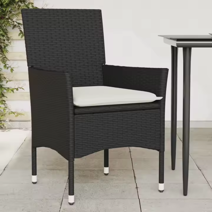 Sillones de jardín con cojines 2 uds ratán sintético negro - 1
