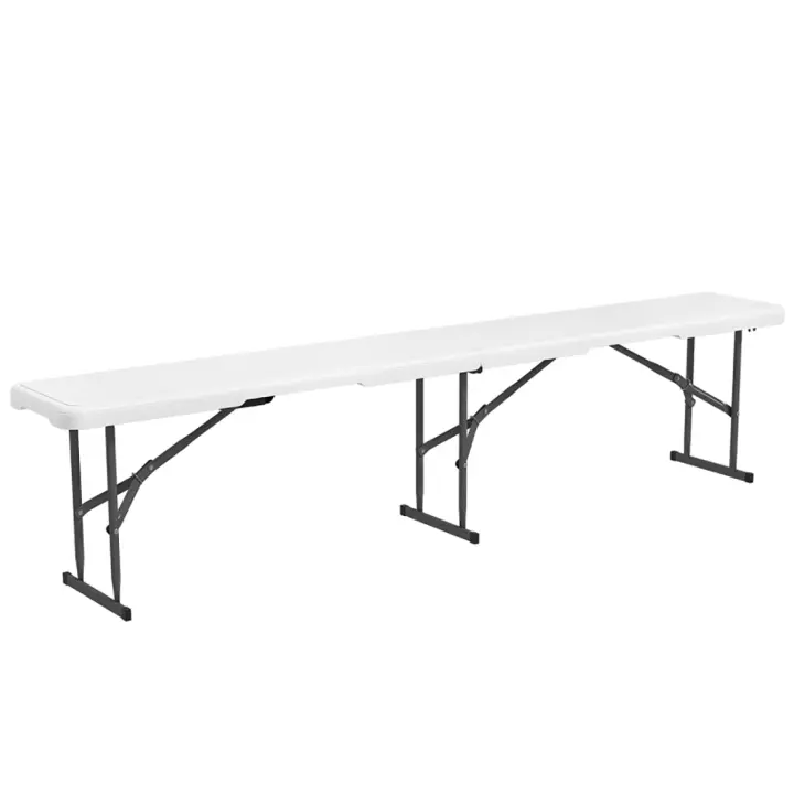 Acomoda Textil – Banco Plegable para Transporte en Jardín, Camping y Picnic. Asiento de Exterior Portátil, Resistente y Duradero, Color Blanco con Asa 180x29x44 cm. - 1