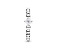 Pandora 198867 C04 Anillo de Mujer Blanco Lechoso Metal Perlas Plata, Viene con El embalaje de Caja de Giunte original. - details 1