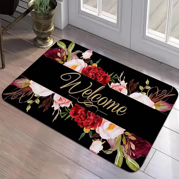 Alfombra Decorativa Con Estampado De Letras Antideslizante Fácil De Limpia Alfombra De Area Para Sala De Estar Oficina Lavable Alfombras De Puerta - 1