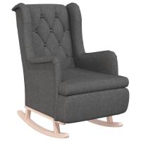 vidaXL Sillón con patas mecedoras madera maciza caucho tela Gris claro, Gris oscuro, Crema Sillon Dormitorio Sillon Comodos Silla Relax Sillón Sofá - details 1
