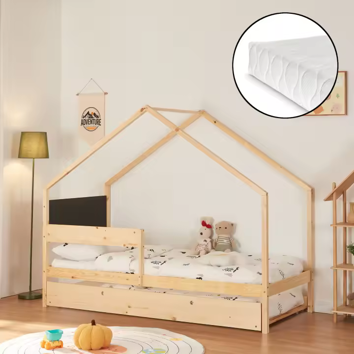 Cama nido infantil Sodankylä con cama adicional y 2 colchones 90x200cm [en.casa] - 1