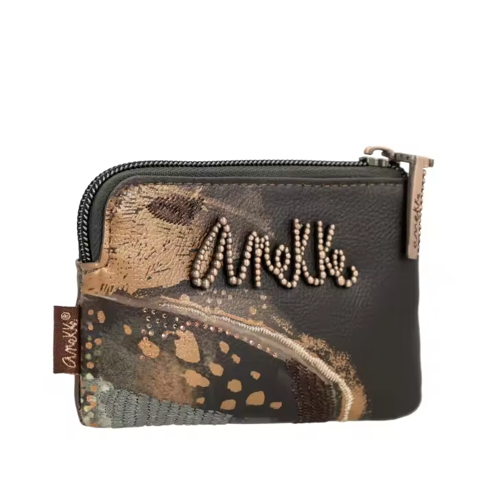 Monedero Wings - Anekke Dreamverse - Tamaño pequeño - Color marrón - Compartimento principal con cierre de cremallera - Dos bolsillos traseros con cremallera - Ref. 39739-019 - Mide 12 x 8 x 1 cm - 1