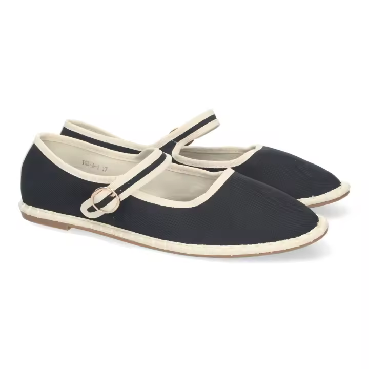 PuntoSalao Alpargatas planas venecianas cómodas para mujer color negro YSD-A - 1