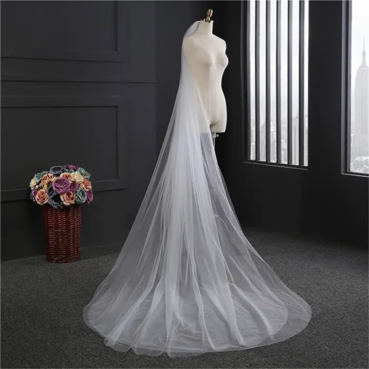 Velo De Novia Elegante Con Peine 3 Metros 1 Capa/2 Capas/3 Capas Blanco/Ivory Simplicidad Vestido De Novia Accesorios De Boda - 1