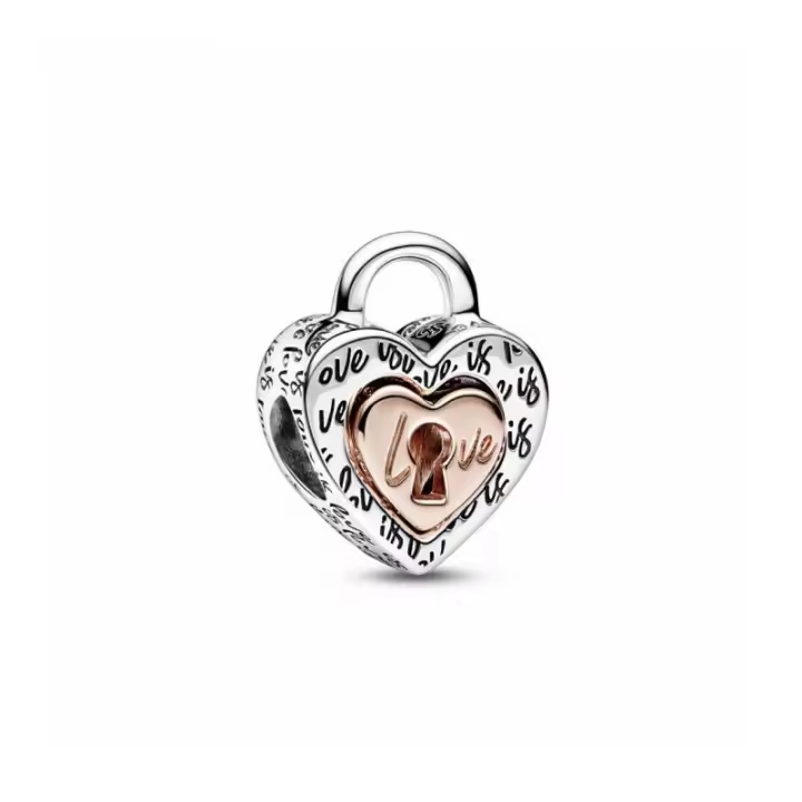 Charm Candado Corazón Divisible en Dos Tonos Pandora - 782505C00 - 1