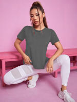 Camiseta De Yoga Sin Costuras Para Mujer Top De Fitness Entrenamiento En El Gimnasio Deportiva Corta Manga Sportswear - details 9
