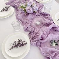 Corredor De Mesa De Queso 10FT En Rosa Tenuis Bohemio 1PC Para Fiestas Y Uso Rustico Tejido De Poliéster Sólido - details 2