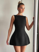 Vestido Mini Elegante A-line Para Mujer Sin Mangas Abierta Espalda Descubierta Color Sólido Vestido De Fiesta Vestidos - details 0