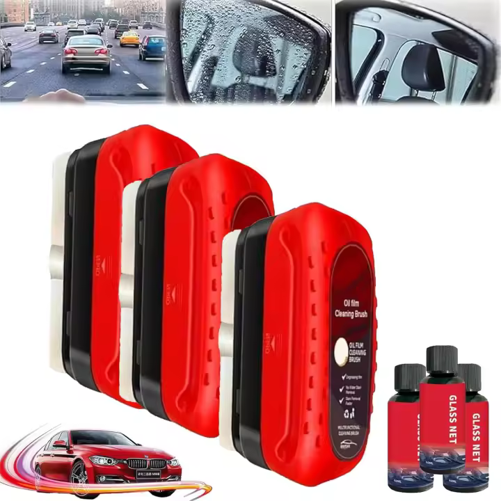 Limpiador de vidrios Invisposture - Cepillo de limpieza de vidrios Bloame, cepillo para limpiar películas de aceite automotriz con 2 limpiadores adicionales, cepillo para remover películas de aceite de vidrio, cepillo para limpiar parabrisas (juego de 3) - 1