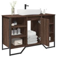 vidaXL Armario de lavabo de baño madera ingeniería 91x35x60 cm en color Negro/Roble ahumado/Marrón roble y más | almacenamiento funcional diseño moderno para baño dormitorio sala - details 2