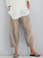 Pantalones bombachos Holgados de Lino y Algodón para Mujer, pantalón informal, Talla Grande, Verano, Fashion Irregular, informal, High Belt, elástico Belt, rectos, suelta, pantalones Cargo de Verano para Mujer - details 19