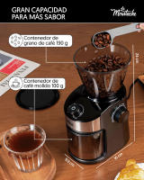 LA MOUSTACHE Molinillo de Café Eléctrico 200W, Capacidad 190gr, Mecanismo de Rebabas Planas - details 2