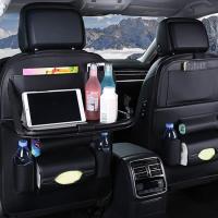 Organizador de coche, albrilas protectoras de cuero sintético de lujo para asiento trasero con soporte plegable para tableta, organizer impermeable - details 0