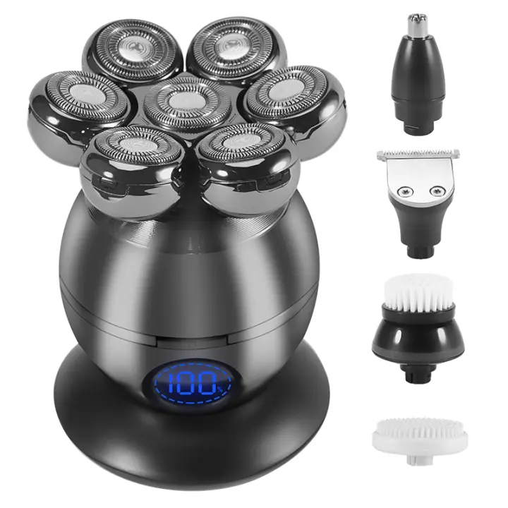 Kit De Aseo Para Hombres Cepillo De Barba Y Cabello Eléctrico Recargable Mueble De Afeitar LCD Pantalla Trimmer De Cabeza Larga Y Seco - 1