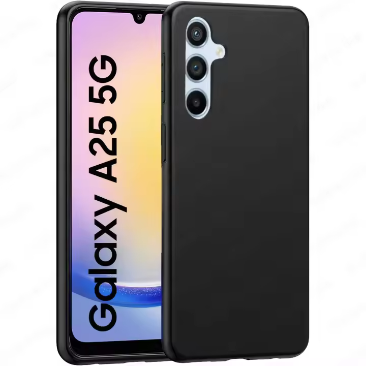 Funda + Protector Cristal Templado Opcional Para SAMSUNG GALAXY A25 5G Carcasa Forro Protector, Gel TPU Silicona Suave Flexible Mate, Color Negro, Ajuste Perfecto, Acceso Conectores Carga Auriculares, Meloenvias mle18 - 1