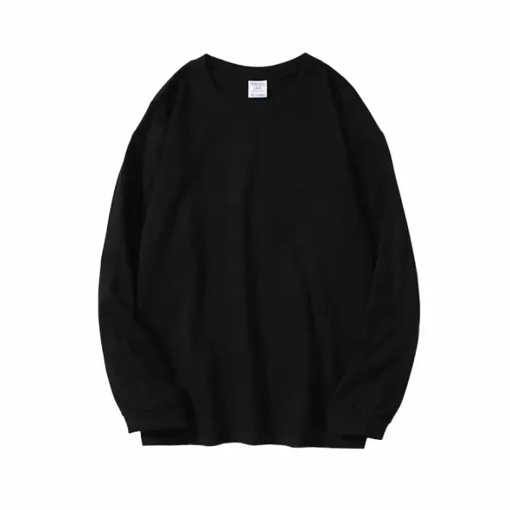 Camiseta De Algodón Puro De Manga Larga 260g Para Hombre Estilo Casual Cuello En V Solido Para Otoño E Invierno Top Suelto Para Pareja - 1
