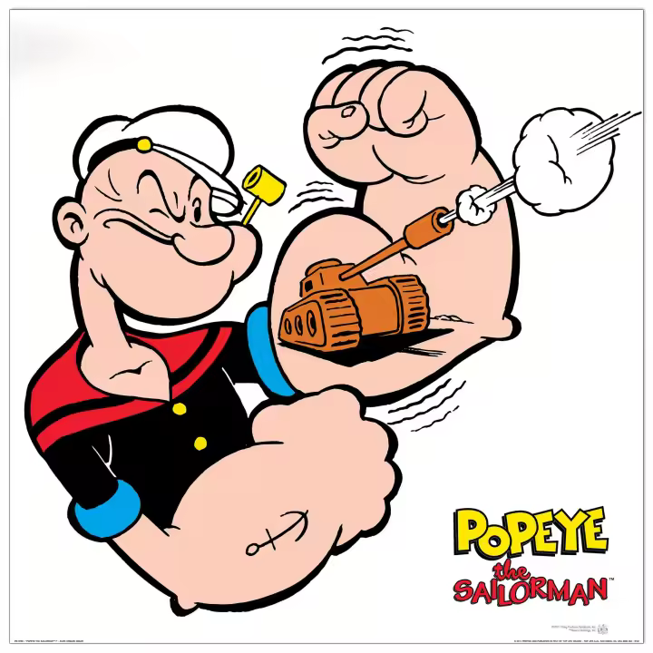 Decorative Panel de dibujos animados, Lilo para Colgar. SEGAR - Popeye El Sailorman - Cm 70x70 - 1