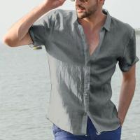 Camisa Casual Para Hombre De Color Sólido Con Mangas Cortas Y Estilo Versátil Para Playa Primavera Y Verano Cierre Soltero - details 3