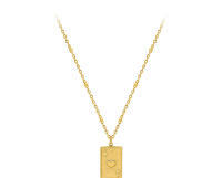 Encanto Collar con colgante de corazón de naipes de estilo europeo y americano, cadena de clavícula encantadora para mujer, cadena de clavícula de acero de titanio y oro de 18 quilates, joyería de acero inoxidable de moda - details 1