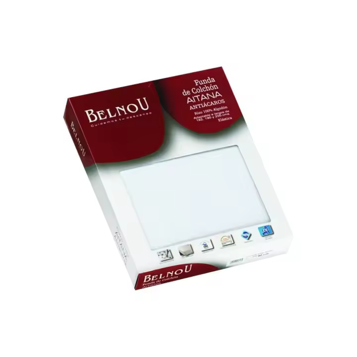 Belnou Funda de Colchón Ajustable Aitana Elástica, 100% Algodón Rizo, Antiácaros, Transpirable, Cierre con Cremallera, - 1