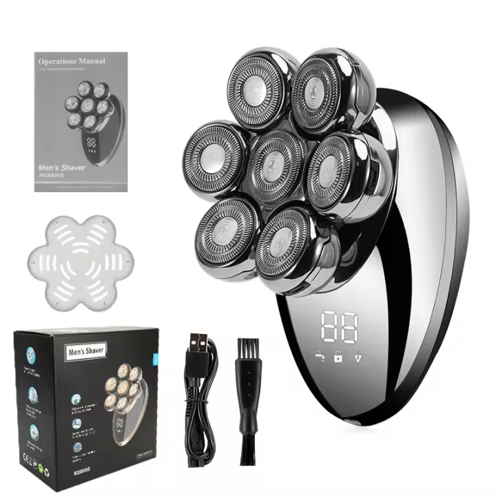 Nueva Peluca Eléctrica Para Hombres 7D Independientemente 7 Cuchillas Cabeza Flotante Recargable Impermeable Con Multifuncional Trimmer Para Hombres - 1